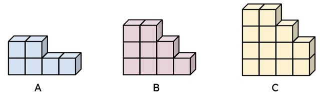 Using these blocks, which comparative sentence is true?