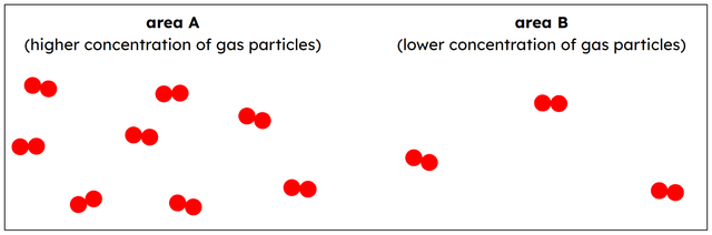 The diagram shows particles of a gas. Which statement is correct?