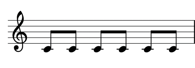 Here is a series of quavers. How many beats are in the bar?