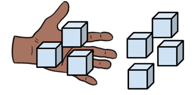 I have 3 cubes. I need 7 cubes. What number can I start counting from?