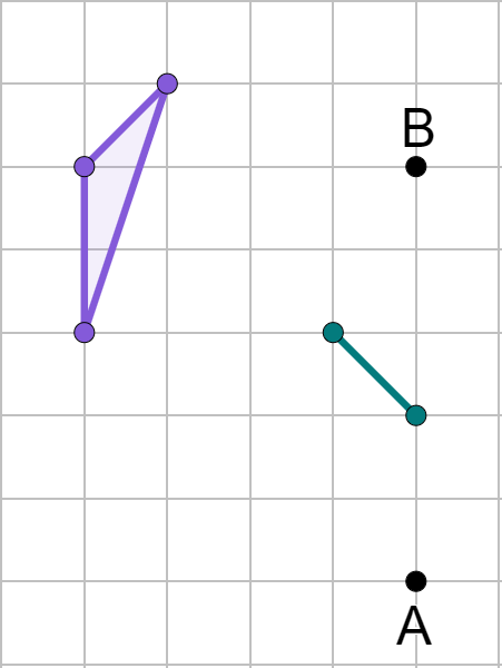 Which point, when connected with the given two vertices, would create a congruent shape to the object? [IMG 7.10.2.e5]