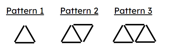 Here is a pattern using lines to make triangles. How many lines are needed to make the fourth pattern?