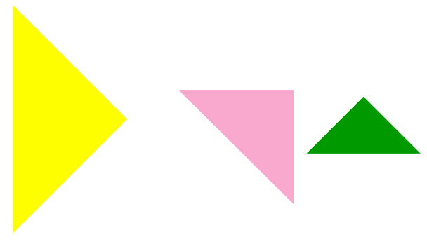 True or false, one large triangle is the same size as one medium triangle and one small triangle.