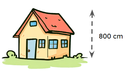 Convert the height of this house from centimetres to metres.