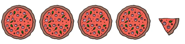 How many whole pizzas are there here?