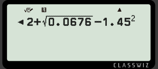 Work out the answer to the calculation shown on the calculator display. Write your answer as a decimal. <span class="blank">______</span>