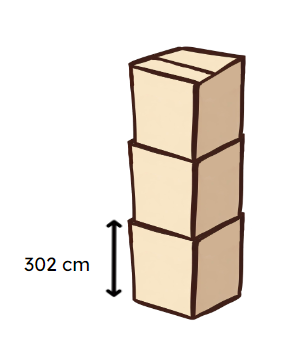 Solve the worded problem using expanded or short: if all these boxes are the same height, how tall is the stack of boxes?