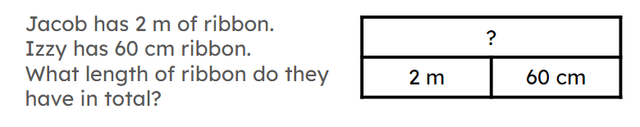 Use the bar model to support you to identify the calculation, and then solve the problem. Choose two correct answers.