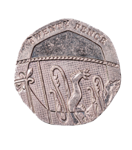 How many 5 p coins are equal to 20 p?
