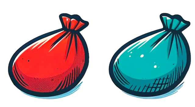Look at these two bags. They are the same size. Will they have the same mass?
