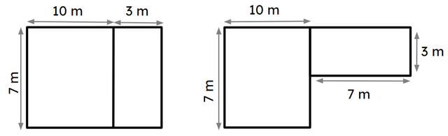 True or false.  These rectilinear shapes show the same area.