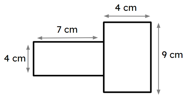 Calculate the area of this rectilinear shape? <span class="blank">______</span> cm²