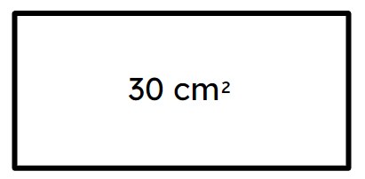 This rectangle has an area of 30 cm².  Match the dimensions that would give this area.