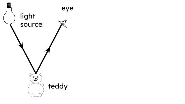 When light is <span class="blank">______</span> off the surface of an object, it changes direction.