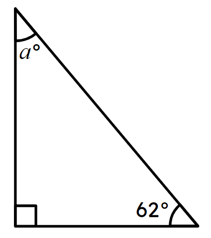In this right-angled triangle, <Math>a°=</Math><span class="blank">______</span>°