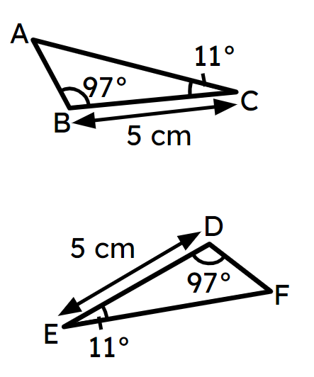 Triangle ABC and triangle DEF are congruent by __________.