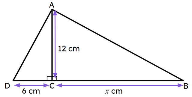 ∆ABC is similar to ∆ACD. The value of <Math>x</Math> is <span class="blank">______</span>.