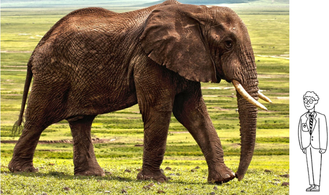 Given Alex is of average secondary school pupil height. An estimate of the height of the elephant is <span class="blank">______</span> m.  Give your answer to 1 decimal place.