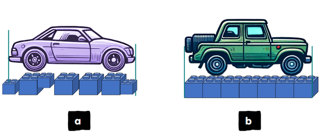 Which car is 7 cubes in length?