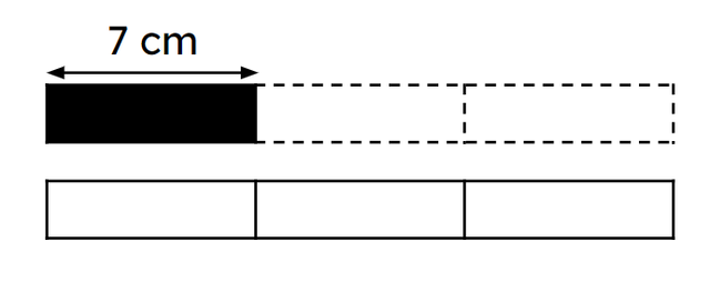 The black ribbon is 7 cm long. Which calculation would you need to use to calculate the length of the white ribbon?