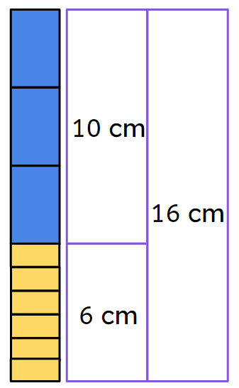 Look at the tower of blocks.  It shows that 6 cm is a part and 10 cm is a part. 16 cm is the <span class="blank">______</span>.