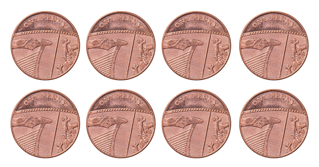 How many 2p coins would have the same value as this set of 1 p coins?