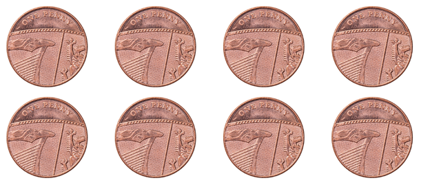 A chocolate costs 4 p and a lolly costs 5 p. Jacob has this set of one-pennies. Can he afford to buy both items?