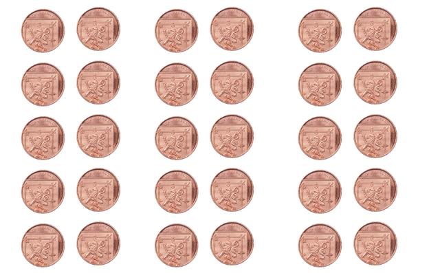 How many 10 p coins would have the same value as this set of 1p coins?
