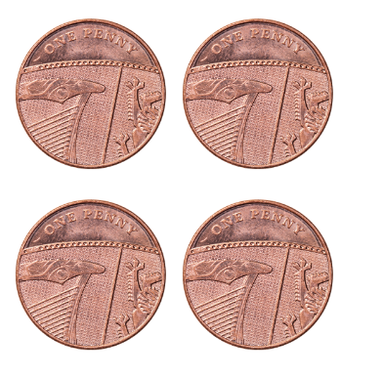 Four one-pence coins