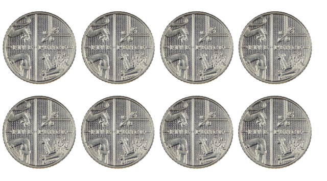 Here is a set of 5 p coins. What is their total value?