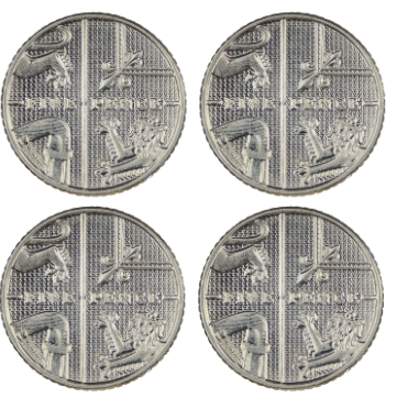 Four 5 p coins