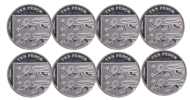  Eight 10p coins