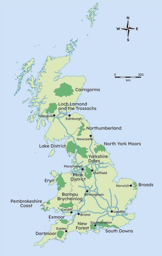 Which two National Parks are closest to London?