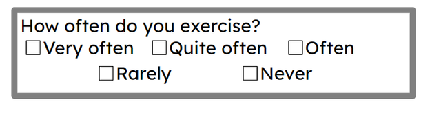 The Oak PE teacher wants to find out how much exercise his pupils do. What is wrong with their question?
