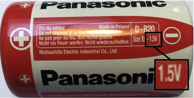 What does the V on a cell or battery stand for?