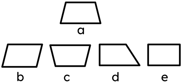 Which quadrilateral is exactly the same size and shape as shape a)?