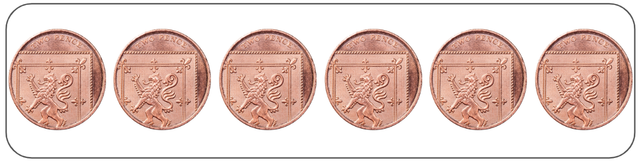 Six 2 pence coins