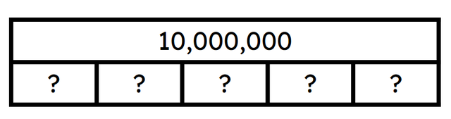 Look at the bar model and complete the sentence. Each part has a value of ___