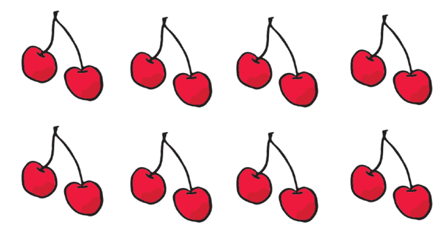 How many cherries can you see? Count them in twos.