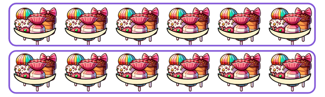 Look at the image which shows some groups. How would you change 2 × 6 to show 2 × 5?