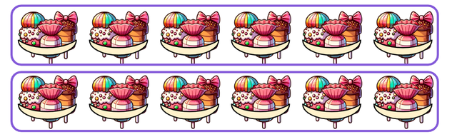 Look at the image which shows 2 groups of 6 How would you change 2 × 6 to show 1 × 6?
