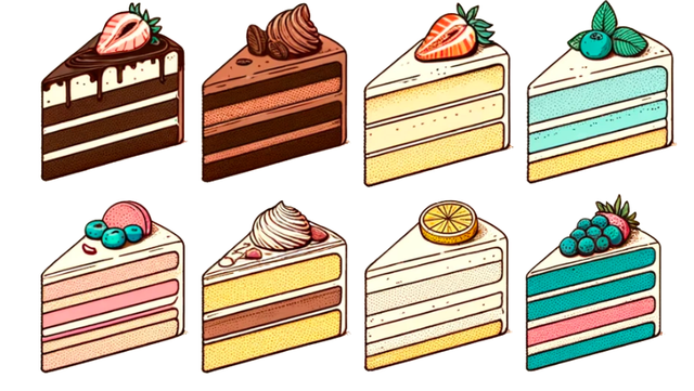 Which multiplication expression can describe the image showing slices of cake?