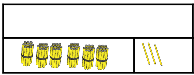 If we combine the parts, what will the whole amount be? (Note, each bundle of sticks is a group of 10)