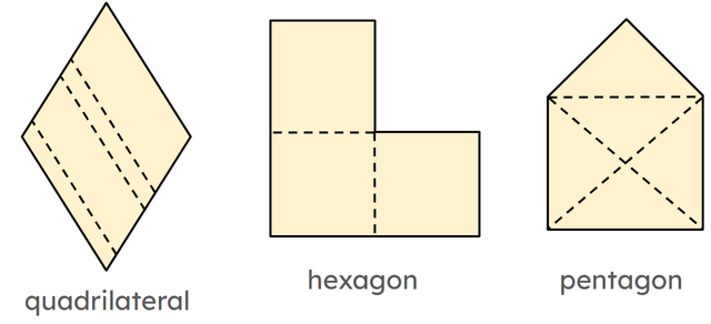 These whole shapes have been divided into parts. Match the shape with the number of parts.