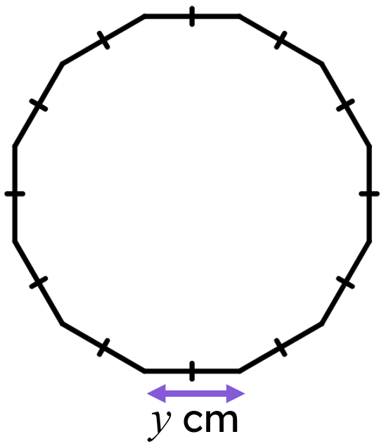 The perimeter of this shape is 108 cm. The value of <Math>y</Math> is <span class="blank">______</span>.