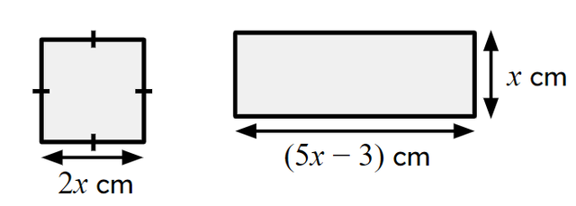 Given that these two shapes have equal areas, then <Math>x=</Math><span class="blank">______</span>.