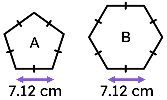The perimeter of shape B is <span class="blank">______</span> cm bigger than the perimeter of shape A.