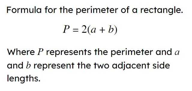 Shown is the formula for the perimeter of a rectangle. Make <Math>b</Math> the subject.