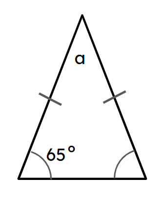 The image is not to scale. Calculate missing angle a. A = <span class="blank">______</span>°