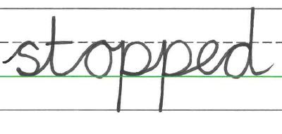 True or false? This letter string uses all four cursive letter joins.